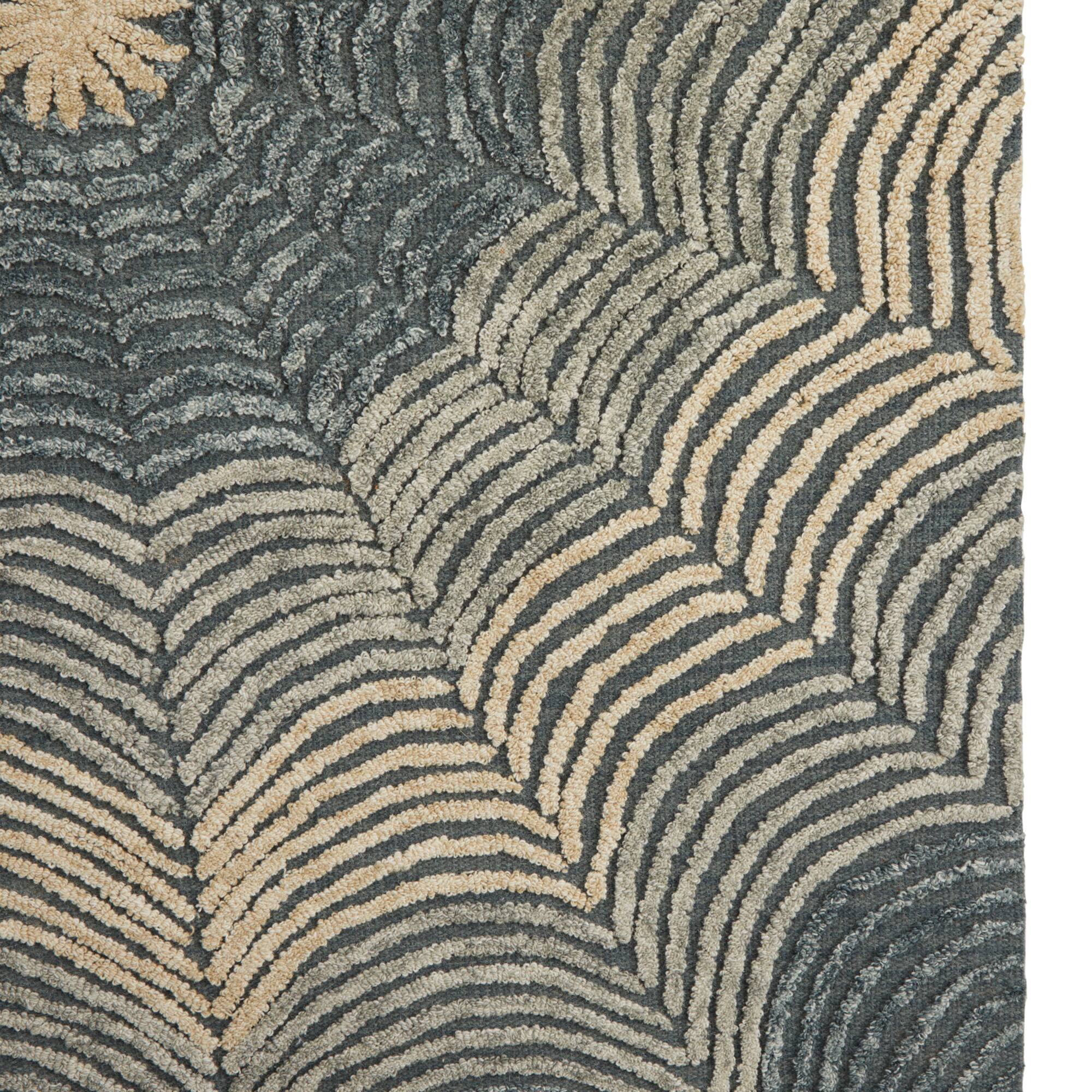 Light Gray Wool Contemporary Hand Hooked Rug, 5ft. x 8ft.